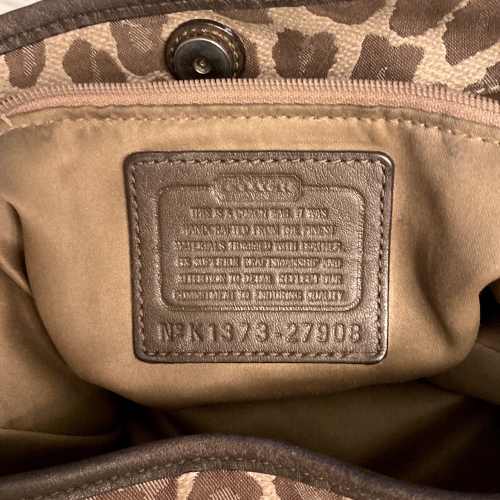 Coach leopard print handbag. 12.5inW/11inH. - Picture 4 of 15